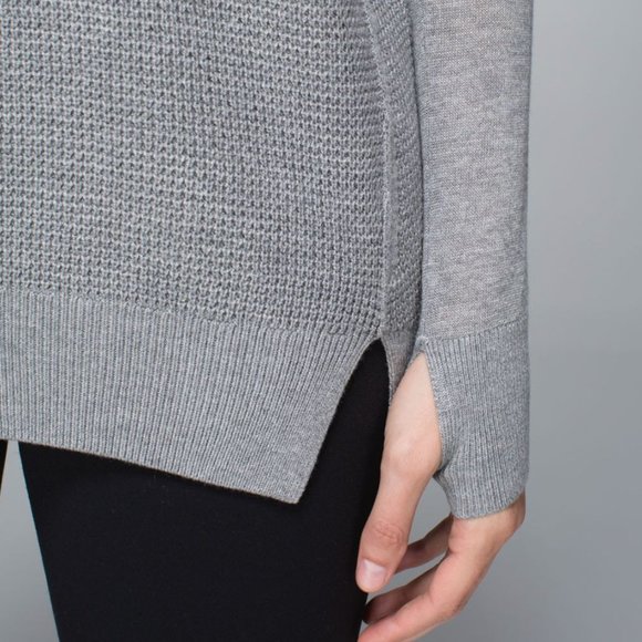 Lululemon The Sweater Life Grey Waffle Knit Cashmere Sweater, Size 4 - Picture 5 of 10